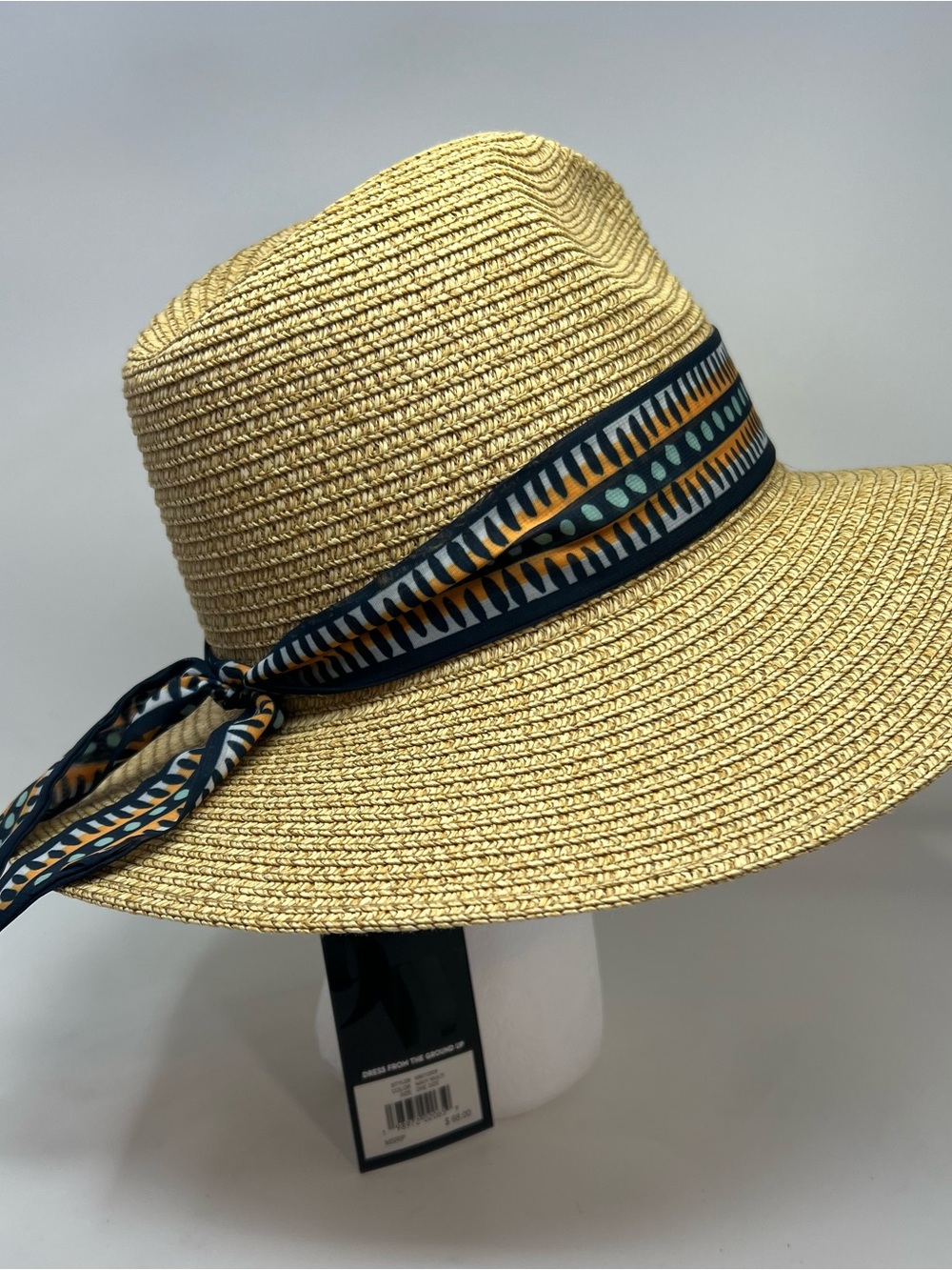 Nine West Women’s Straw Floppy Sun Hat Wide Scarf Band Packable Beach New Tags